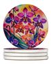 Colorful Orchids Large Sandstone Coasters Pack Of 4 Absorbent Round Coasters Decor Gifts For Men Or Women, 4 In, Multicolor_maomaolike.com