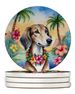 Saluki Luau Large Sandstone Coasters Pack Of 4 Absorbent Round Coasters Decor Gifts For Men Or Women, 4 In, Multicolor_maomaolike.com