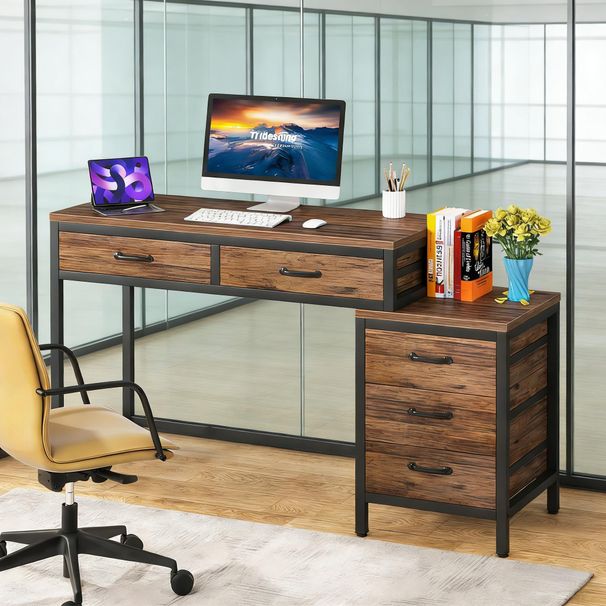 Computer Desk, Study Writing Table With Reversible Drawer Cabinet_maomaolike.com