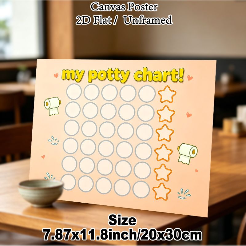 Potty Training Reward Chart Painting Poster, Cute Cartoon Style Poster, Features Blank Circles And Stars To Track Potty Training Progress, Suitable_maomaolike.com