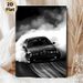 Drift Car Painting Poster, Monochrome Dynamic Drifting Car Scene Poster, Sleek Black Auto With Dramatic Smoke Effect, Ideal For Garage, Man Cave Or_maomaolike.com