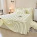 Washed Cotton Skirt Cover Single Piece Solid Color Quilted Dustproof Protector 1.68m Bed Fitted Sheet Mat Non-Slip_maomaolike.com
