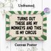 Circus & Monkey Quote Painting Poster, Vintage Green Radial Stripe Framed Typography Poster, Witty Humorous Wall Decor For Home Office, Living Room_maomaolike.com