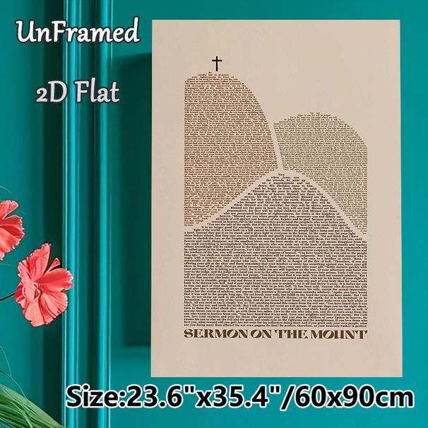 Sermon On The Mount Painting Poster, Classic Typographic Religious Scripture Poster, Inspirational Spiritual Content, Ideal For Home, Study And Prayer_maomaolike.com