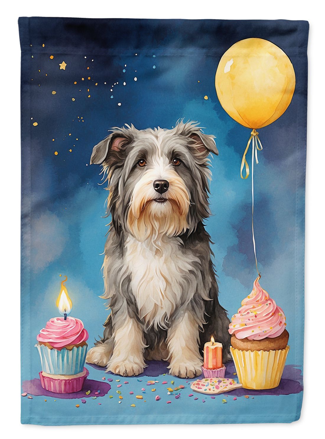 Bearded Collie Happy Birthday Garden Flag Mailbox Flag Decorative Yard Flag Banner Outside Patio Artwork Yard Flower Beds, Garden Size, Multicolor_maomaolike.com
