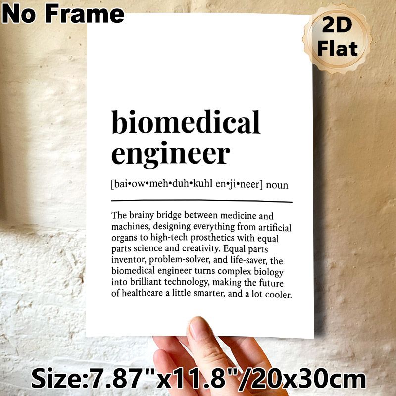 Biomedical Engineer Definition Painting Poster, Minimalist Typographic Text Poster, Professional Career-themed Decor Suitable For Office, Home_maomaolike.com