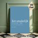 Dutch "Eet Smakelijk" Culinary Quote Painting Poster, Clean Minimalist Blue & White Typographic Poster, Warm Dining Decor Idea For Kitchen And Dining_maomaolike.com