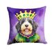 Bernedoodle King Of Mardi Gras Throw Pillow Machine Washable, Indoor Outdoor Decorative Pillow For Couch, Bed Or Patio, 18Hx18W_maomaolike.com