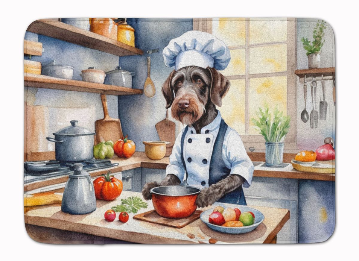 German Wirehaired Pointer The Chef Memory Foam Kitchen Mat Machine Washable Anti-Fatigue Mat Cushion Comfort Bath Mat Or Kitchen Rug_maomaolike.com