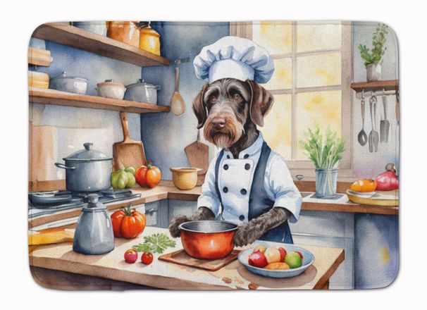 German Wirehaired Pointer The Chef Memory Foam Kitchen Mat Machine Washable Anti-Fatigue Mat Cushion Comfort Bath Mat Or Kitchen Rug_maomaolike.com