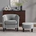 Velvet Accent Chair With Ottoman, Modern Barrel Chair Armchair For Living Room, Bedroom, Gray_maomaolike.com
