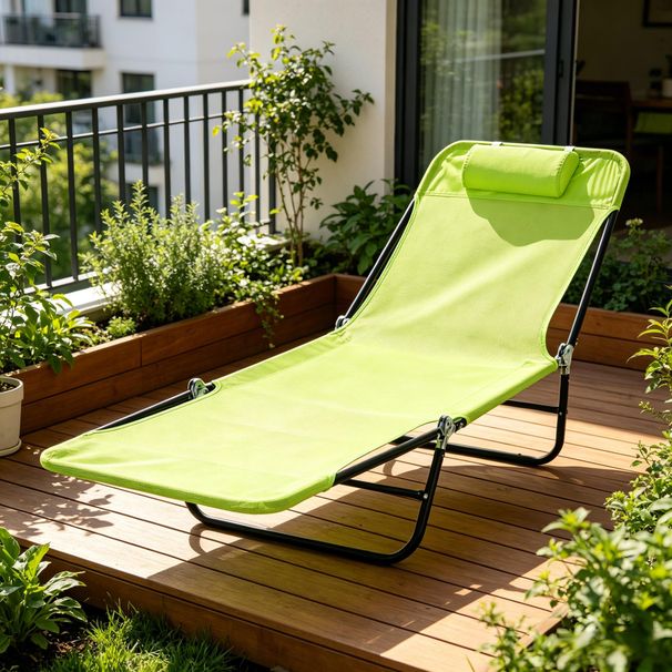 Folding Chaise Lounge Chair, Pool Sun Tanning Chair, Outdoor Lounge Chair With Reclining Back, Breathable Mesh Seat, Headrest_maomaolike.com