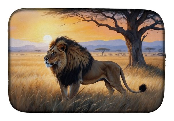 Lions At Dawn Dish Drying Mat Absorbent Dish Drying Mat Pad For Kitchen Counter Dish Drainer Mat For Countertop, 14 X 21", Multicolor_maomaolike.com