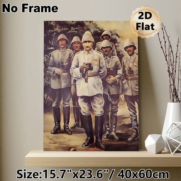Vintage Military Officers Painting Poster, Retro Realistic Portrait Of Uniformed Officers Poster, Historical Decorative Piece Suitable For Home Study_maomaolike.com
