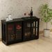 Kitchen Storage Cabinet With Glass Door - Black_maomaolike.com