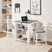 30" Modern Dining Table Set For 2 With Charging Station & 3-Tier Adjustable Storage | Space-Saving Kitchen Set With Upholstered Chairs For Small Spaces, Apartment,Off White_maomaolike.com
