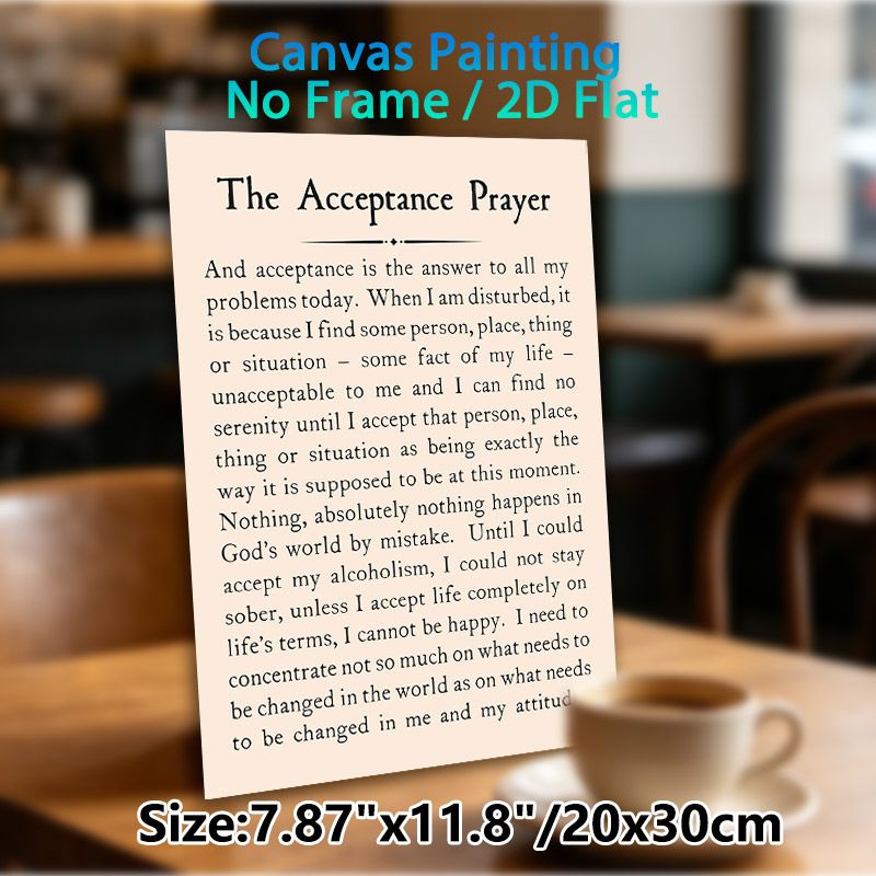 The Acceptance Prayer Painting Poster, Elegant Typographic Text Poster, Inspirational Reflective Design For Home, Office And Quiet Resting Spaces_maomaolike.com