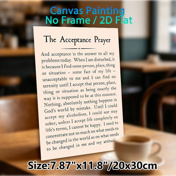The Acceptance Prayer Painting Poster, Elegant Typographic Text Poster, Inspirational Reflective Design For Home, Office And Quiet Resting Spaces_maomaolike.com