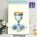 Chalice Themed Painting Poster, Exquisite Blue & Gold Vintage Patterned Chalice With Floral Accents Poster, Elegant Decorative Piece Ideal For Living_maomaolike.com