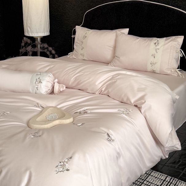 Ice Silk Cooling Cover French-style High-end 100S Long-staple Embroidered Four-piece Set, All-cotton Bed Sheet And Duvet_maomaolike.com