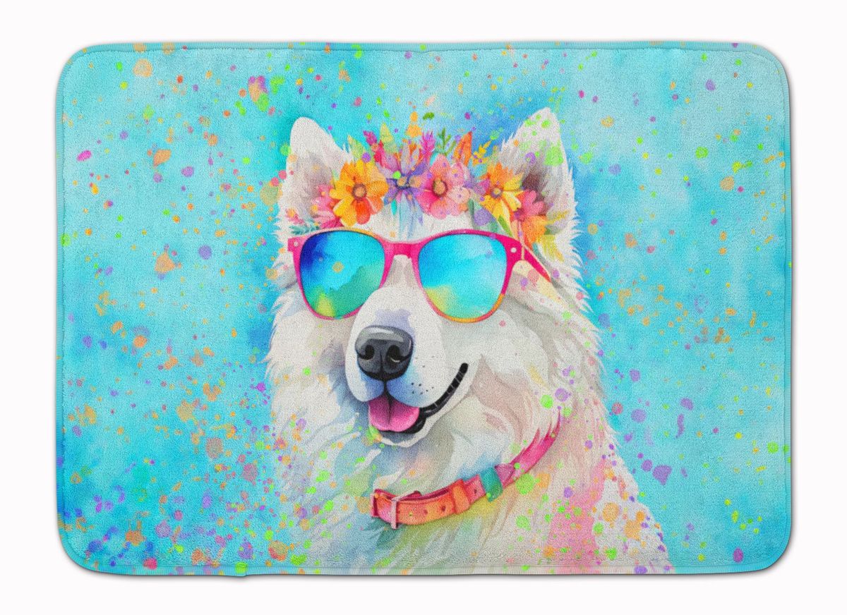 Samoyed Hippie Dawg Memory Foam Kitchen Mat Machine Washable Anti-Fatigue Mat Cushion Comfort Bath Mat Or Kitchen Rug_maomaolike.com