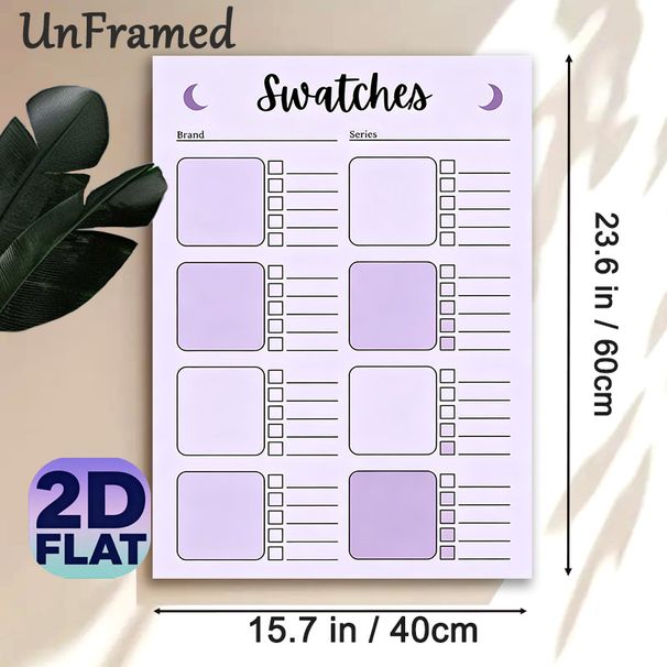 Color Swatch Tracker Painting Poster, Soft Purple Minimalist Design Poster, Practical Tool To Organize Color Swatch Records, Suitable For Art Studio_maomaolike.com