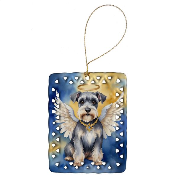 Schnauzer My Angel Porcelain Ornament Christmas Tree Hanging Decorations For Home Christmas Holiday, Rectangle, Gift, Multicolor_maomaolike.com