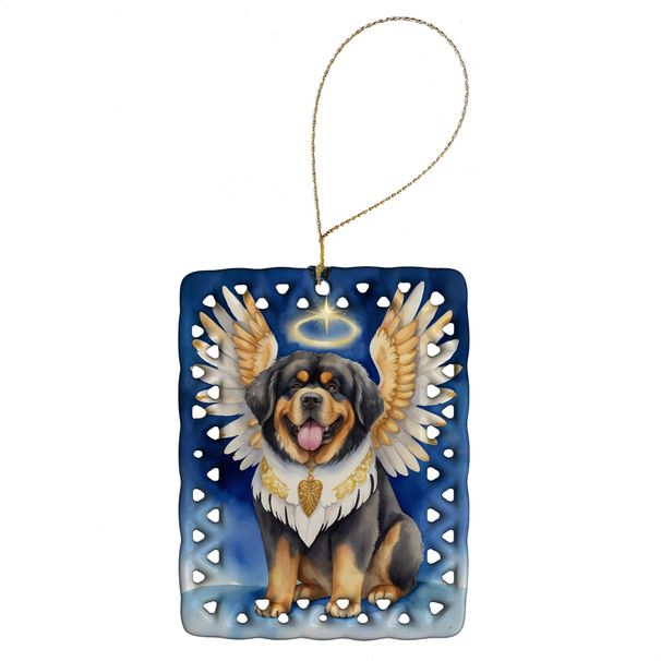 Tibetan Mastiff My Angel Porcelain Ornament Christmas Tree Hanging Decorations For Home Christmas Holiday, Rectangle, Gift, Multicolor_maomaolike.com