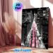 Urban Night Cityscape Painting Poster, Monochrome With Vivid Pink Light Trails Poster, Dynamic Downtown Night Scene With Skyscrapers, Brings Modern_maomaolike.com
