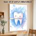 Tooth Fairy Themed Painting Poster, Gentle Watercolor Cute Smiling Tooth With Toothbrush & Butterfly Poster, Cheerful Dental Decor Ideal For Dental_maomaolike.com