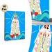 Our Lady Of The Sea Painting Poster, Vibrant Graphic Style Poster, Serene Religious Artwork Featuring Crowned Virgin With Rosary Standing On Waves_maomaolike.com