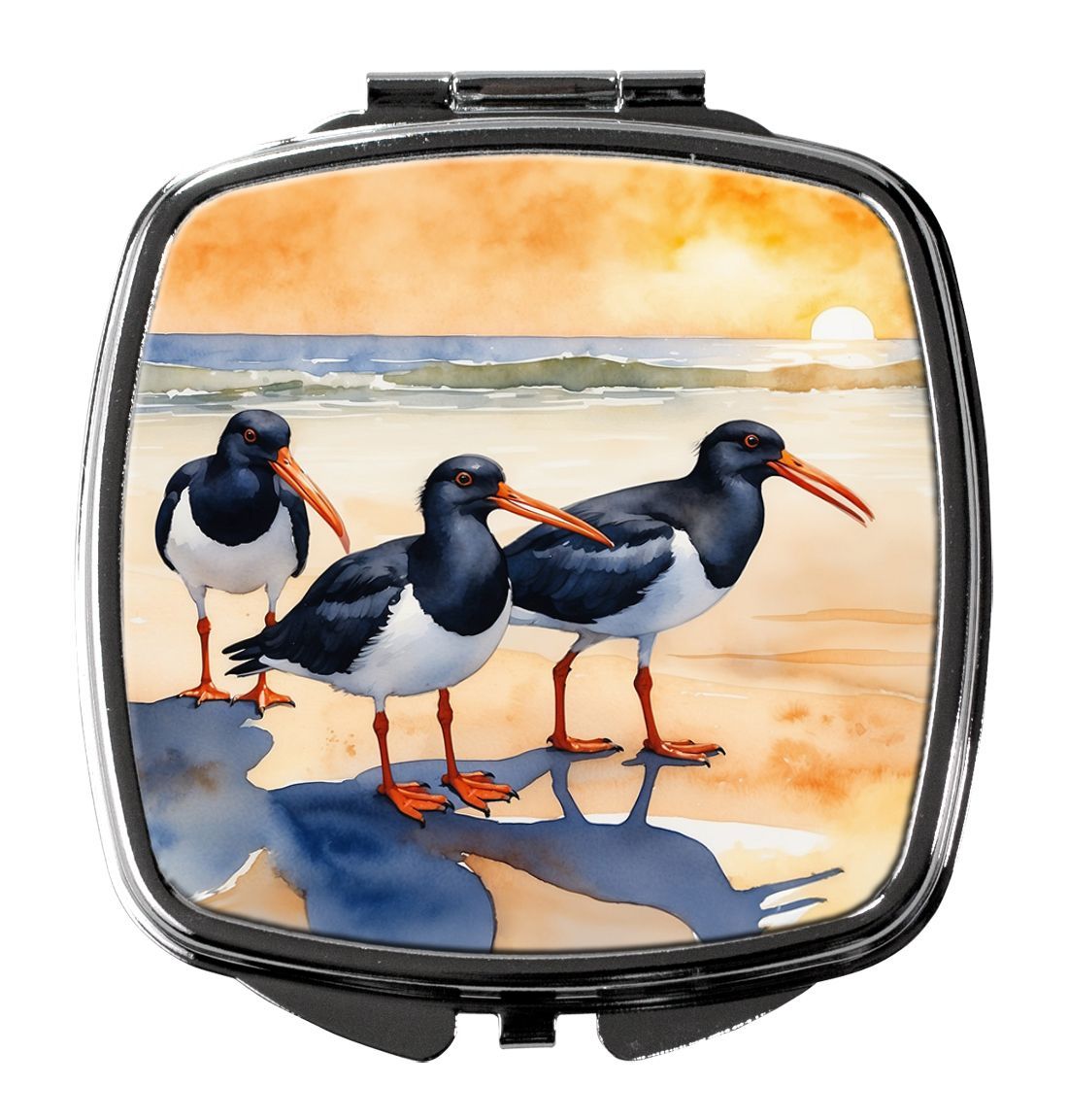 Oystercatchers Foraging Compact Mirror Decorative Travel Makeup Mirror For Women Girls Gifts Pocket Makeup Mirror Folding Handheld_maomaolike.com