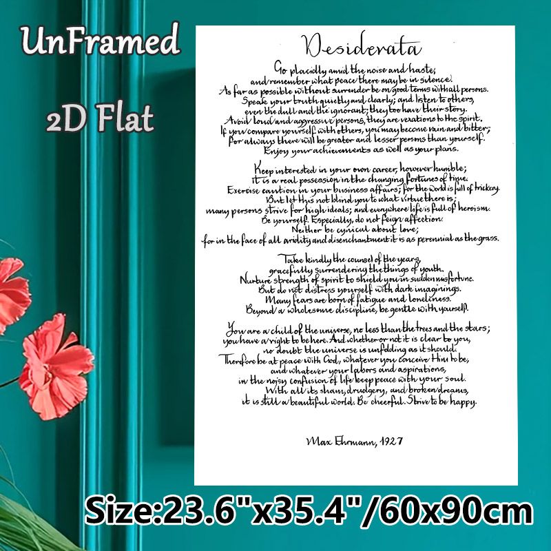 Desiderata Poem Painting Poster, Handwritten-style Inspirational Verse Poster, Uplifting Life Wisdom Print Ideal For Home Office, Living Room_maomaolike.com