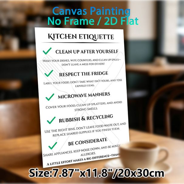 Kitchen Etiquette Painting Poster, Minimalist Typographic Poster, Clear Shared Kitchen Guidelines, Ideal For Home Kitchens, Shared Living Spaces And_maomaolike.com