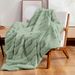 Cross Border Luxury Soft Rabbit Plush Striped Home Decoration Sofa Cover Small Blanket_maomaolike.com