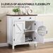 Farmhouse Buffet Cabinet With Drawer And Adjustable Shelf, Rustic White & Honey Brown Storage Cabinet, Barn Door Accent Sideboard For Kitchen, Living Room, Entryway_maomaolike.com