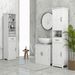 Modern Bathroom Cabinet, Narrow Storage Cabinet With Open Shelf, Drawer, Recessed Doors And Adjustable Shelves, White_maomaolike.com