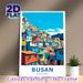 Busan Themed Painting Poster, Vibrant Flat-style Hillside Town Poster, Colorful Clustered Houses With Bright Blue Sky, Travel-inspired Wall Decor For_maomaolike.com