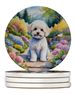 Maltipoo Spring Path Large Sandstone Coasters Pack Of 4 Absorbent Round Coasters Decor Gifts For Men Or Women, 4 In, Multicolor_maomaolike.com