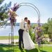 7.9 Feet Metal Garden Arch Backdrop Stand With Fence For Climbing Plants_maomaolike.com