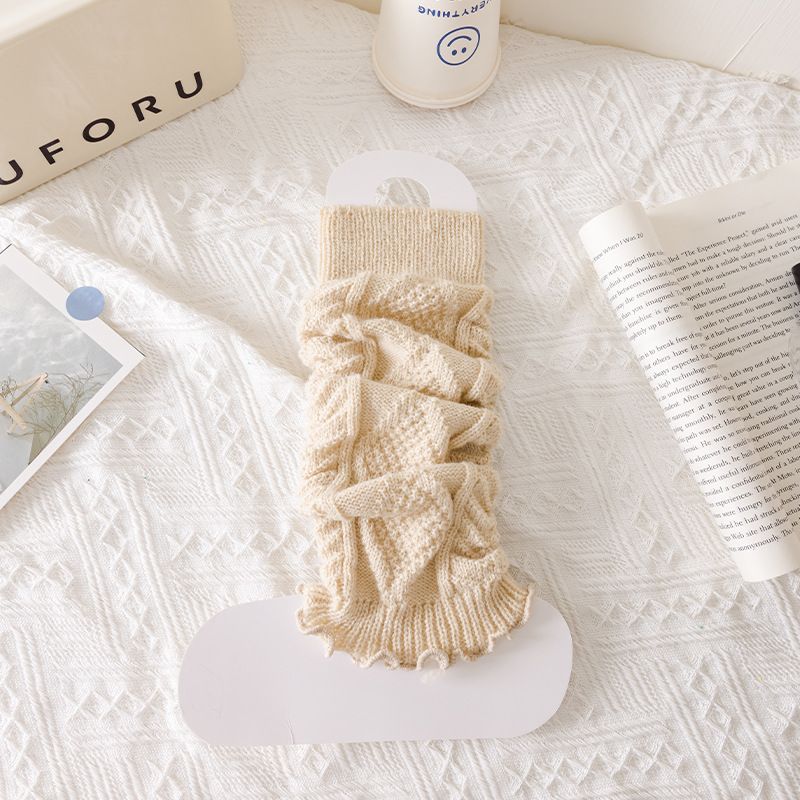 Twisted knitted socks for women autumn winter long leg socks slimming Y2K leg sets warm thick line pile socks_maomaolike.com