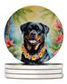 Rottweiler Luau Large Sandstone Coasters Pack Of 4 Absorbent Round Coasters Decor Gifts For Men Or Women, 4 In, Multicolor_maomaolike.com