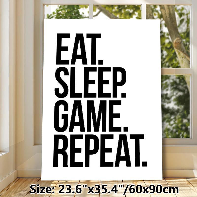 Gaming Slogan Painting Poster, Minimalist Bold Black & White Typography Poster, Simple Gaming-themed Decor Ideal For Game Room, Bedroom_maomaolike.com