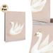 Swan Princess Painting Poster, Soft Pastel-toned Hand-painted White Swan With Glittery Crown And Golden Stars Poster, Elegant Delicate Decor Ideal For_maomaolike.com