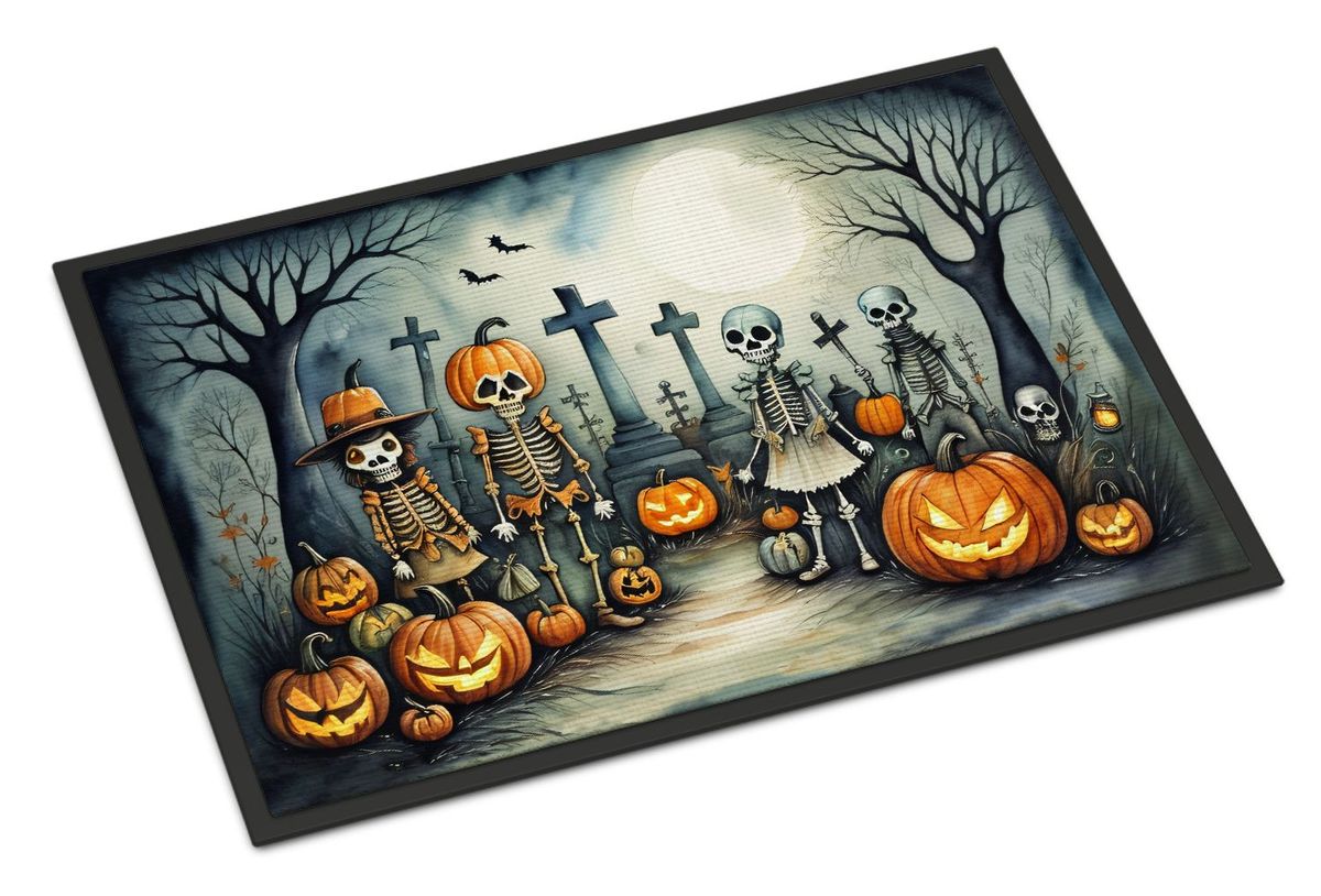 Calacas Skeletons Spooky Halloween Doormat Front Door Mat Indoor Outdoor Rugs For Entryway, Non Slip Washable Low Pile, 24H X 36W_maomaolike.com