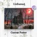 Haunted Gothic Church Painting Poster, Mysterious Dark Spooky Scene Poster, Eerie Atmospheric Design Ideal For Home And Halloween Party Decor_maomaolike.com