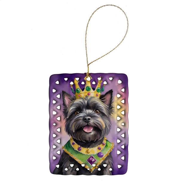 Cairn Terrier King Of Mardi Gras Porcelain Ornament Christmas Tree Hanging Decorations For Home Christmas Holiday, Rectangle, Gift, Multicolor_maomaolike.com