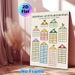 Addition & Subtraction Number Houses Math Table Painting Poster, Pastel-toned House-shaped Arithmetic Chart Poster, Practical Guide For Mastering_maomaolike.com
