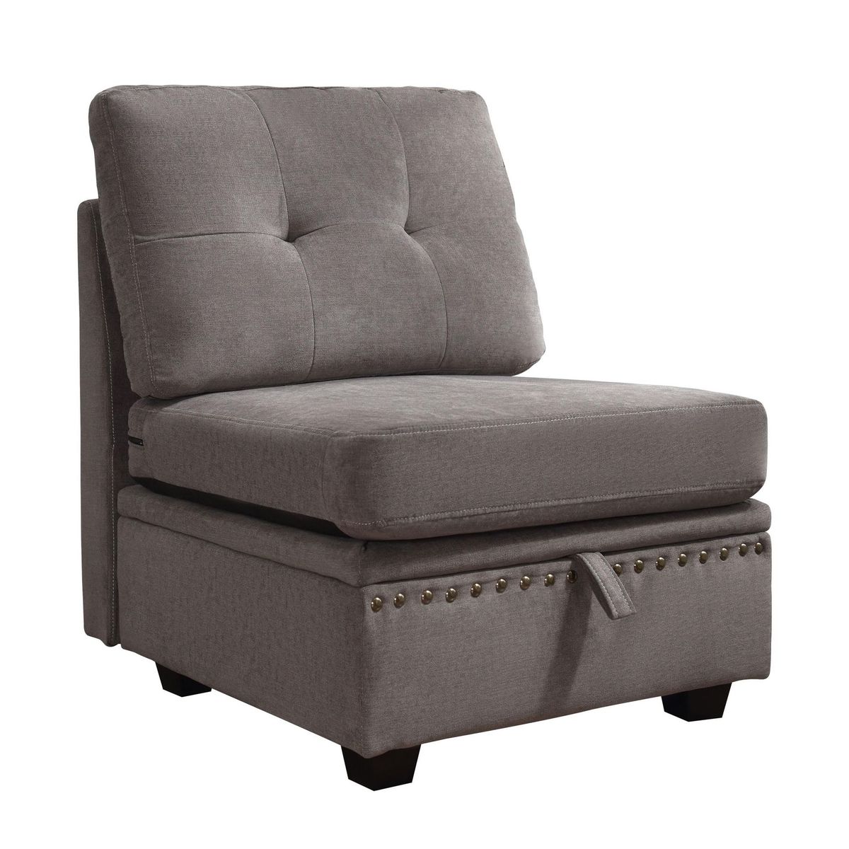 Vintage Modular Sectional Sofa, Convertible Multiple Combination Sofa Couch With Storage, Memory Foam, Vintage Copper Nail Modular Sectionals M-Middle Module GREY (1 Middle Stool)_maomaolike.com