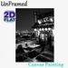 Japanese Izakaya Night View Painting Poster, Monochrome Cozy Rooftop Izakaya With City Skyline Poster, Warm Atmospheric Design For Home And Restaurant_maomaolike.com